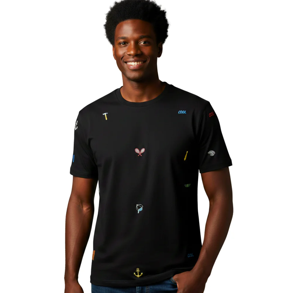 82 Icon scattered Embroidered Tee - Image 1