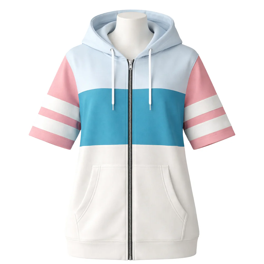 125 Pastel Pop Colourblock Zip Hoodie - Image 1
